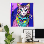 Katze in Scarf. Name/Text bearbeiten Poster (Heimbüro)