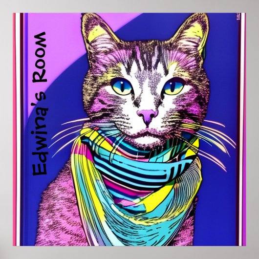 Katze in Scarf. Name/Text bearbeiten Poster (Vorne)