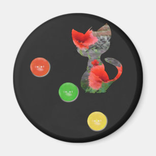 Katze in schwarz-bunt magnet