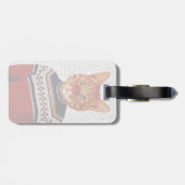 Katze in Ski-Strickjacke 2 Gepäckanhänger (Rückseite horizontal)