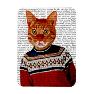 Katze in Ski-Strickjacke 2 Magnet