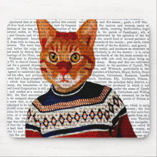 Katze in Ski-Strickjacke 2 Mousepad