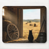 Katze in sonniger Scheunentür Mousepad (Vorne)