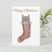 Katze in Strumpf Feiertagskarte (Stehend Vorderseite)