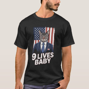 Katze in Suite mit Trump-Haar Amerikanische Flagge T-Shirt