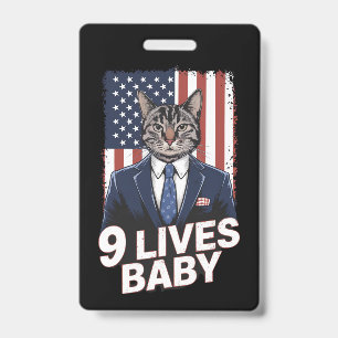 Katze in Suite mit Trump-Haar-Amerikanischer-Flagg Ausweis