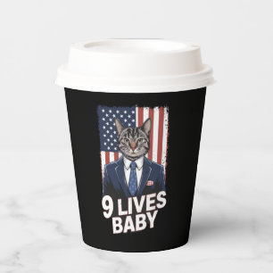 Katze in Suite mit Trump-Haar-Amerikanischer-Flagg Pappbecher