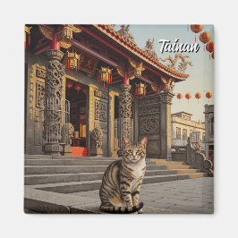 Katze in Taiwan Tainan Temple Travel Magnet