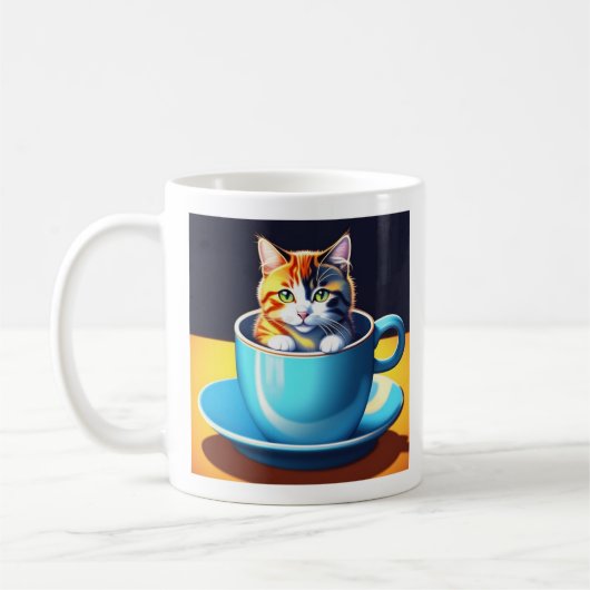 Katze in Tasse voller Farbe (Links)