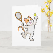 Katze in Tennis mit Tennisschläger Karte (Gelbe Blume)