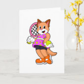 Katze in Tennis mit Tennisschläger Karte (Gelbe Blume)