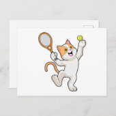 Katze in Tennis mit Tennisschläger Postkarte (Vorne/Hinten)