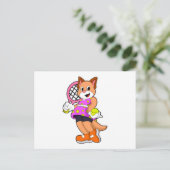 Katze in Tennis mit Tennisschläger Postkarte (Stehend Vorderseite)