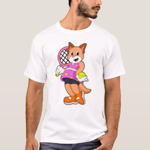 Katze in Tennis mit Tennisschläger T-Shirt