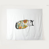 Katze in Tiger Blume Tattoo Wandteppich (Vorderseite (Horizontal))