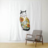 Katze in Tiger Blume Tattoo Wandteppich (Beispiel)