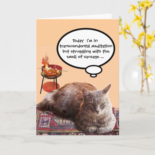 KATZE IN TRANSCENDENTAL MEDITATION , VATER'S DAY KARTE (Gelbe Blume)