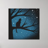 Katze in Tree an einer Wintersonnnacht Leinwanddruck (Vorderseite)