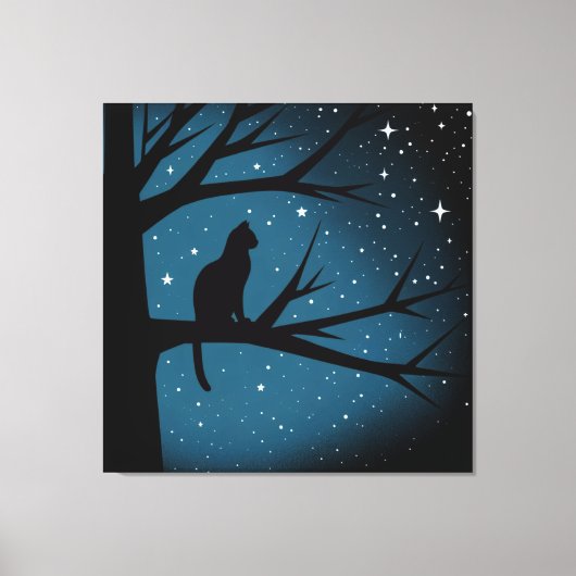 Katze in Tree an einer Wintersonnnacht Leinwanddruck (Vorderseite)
