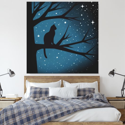 Katze in Tree an einer Wintersonnnacht Leinwanddruck (Insitu (Schlafzimmer))
