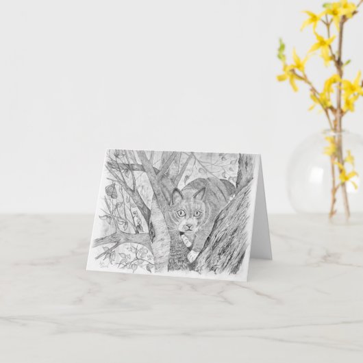 Katze in Tree Karte (Gelbe Blume)