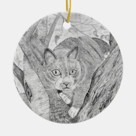 Katze in Tree Keramik Ornament