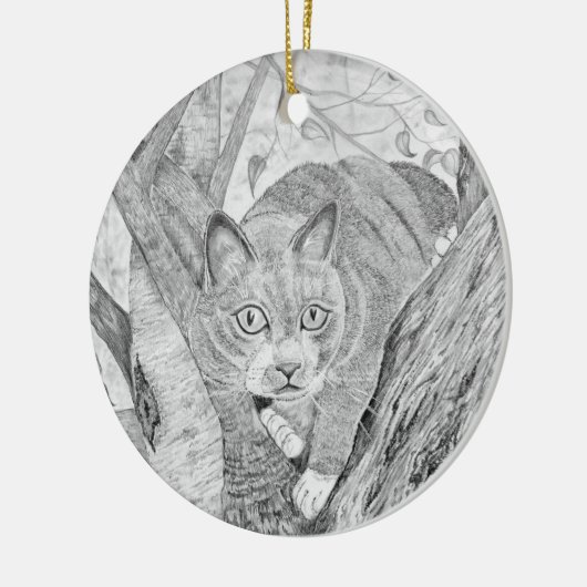 Katze in Tree Keramik Ornament (Links)