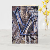 Katze in Tree mit Bicycle Niedlich Funny Cats Karte (Gelbe Blume)