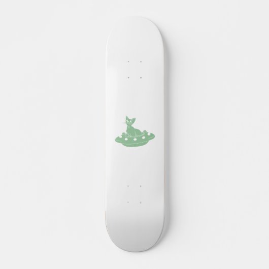 Katze in Ufo - Wählen Sie die Hintergrundfarbe Skateboard (Vorne)