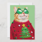 Katze in Ugly Christmas Sweater Einladung (Vorderseite)