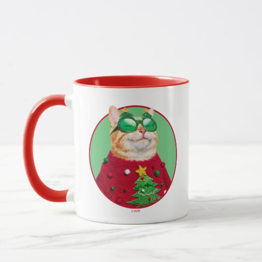 Katze in Ugly Christmas Sweater Tasse (Links)
