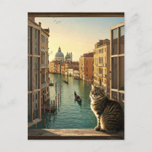 Katze in Venedig Italien Reise Souvenirgemälde Postkarte