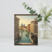 Katze in Venedig Italien Reise Souvenirgemälde Postkarte (Stehend Vorderseite)