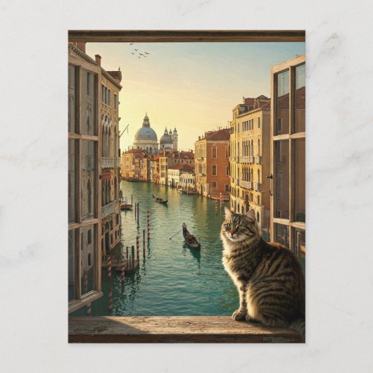 Katze in Venedig Italien Reise Souvenirgemälde Postkarte (Vorderseite)