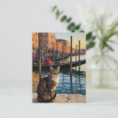 Katze in Venedig Italien Reisen Postkarte (Stehend Vorderseite)