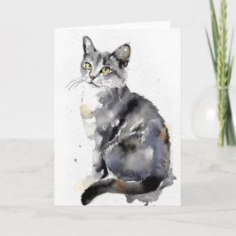 Katze in Wasserfarben Karte