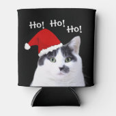 Katze in Weihnachtsmannmütze Dosenkühler (Vorderseite)