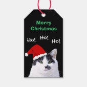 Katze in Weihnachtsmannmütze Geschenkanhänger (Vorderseite)