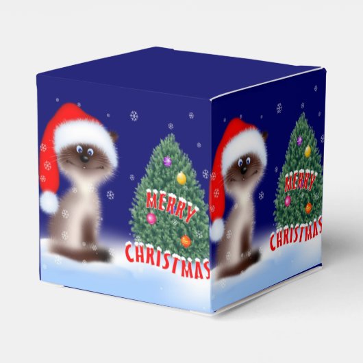 Katze in Weihnachtsmannmütze Geschenkschachtel (Rückseite)