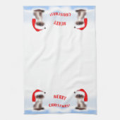 Katze in Weihnachtsmannmütze Geschirrtuch (Vertikal)
