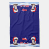 Katze in Weihnachtsmannmütze Geschirrtuch (Vertikal)