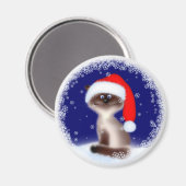 Katze in Weihnachtsmannmütze Magnet (Vorderseite/Rückseite)