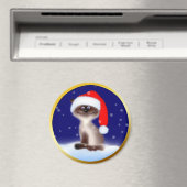 Katze in Weihnachtsmannmütze Magnet (In Situ (Geschirrspüler))