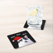 Katze in Weihnachtsmannmütze Rechteckiger Pappuntersetzer (Vor Ort)