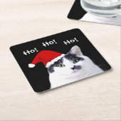 Katze in Weihnachtsmannmütze Rechteckiger Pappuntersetzer (angewinkelt)