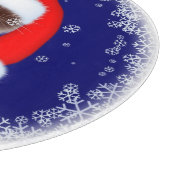 Katze in Weihnachtsmannmütze Schneidebrett (Ecke)