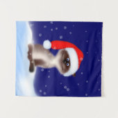 Katze in Weihnachtsmannmütze Wandteppich (Vorderseite (Horizontal))