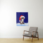 Katze in Weihnachtsmannmütze Wandteppich (Beispiel)