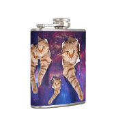 Katze in weltraumseitigem zerrissenen Loch nach ob Flachmann (Rechts)