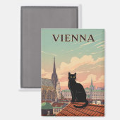Katze in Wien Österreich Reisen Magnet (Vorderseite/Rückseite)